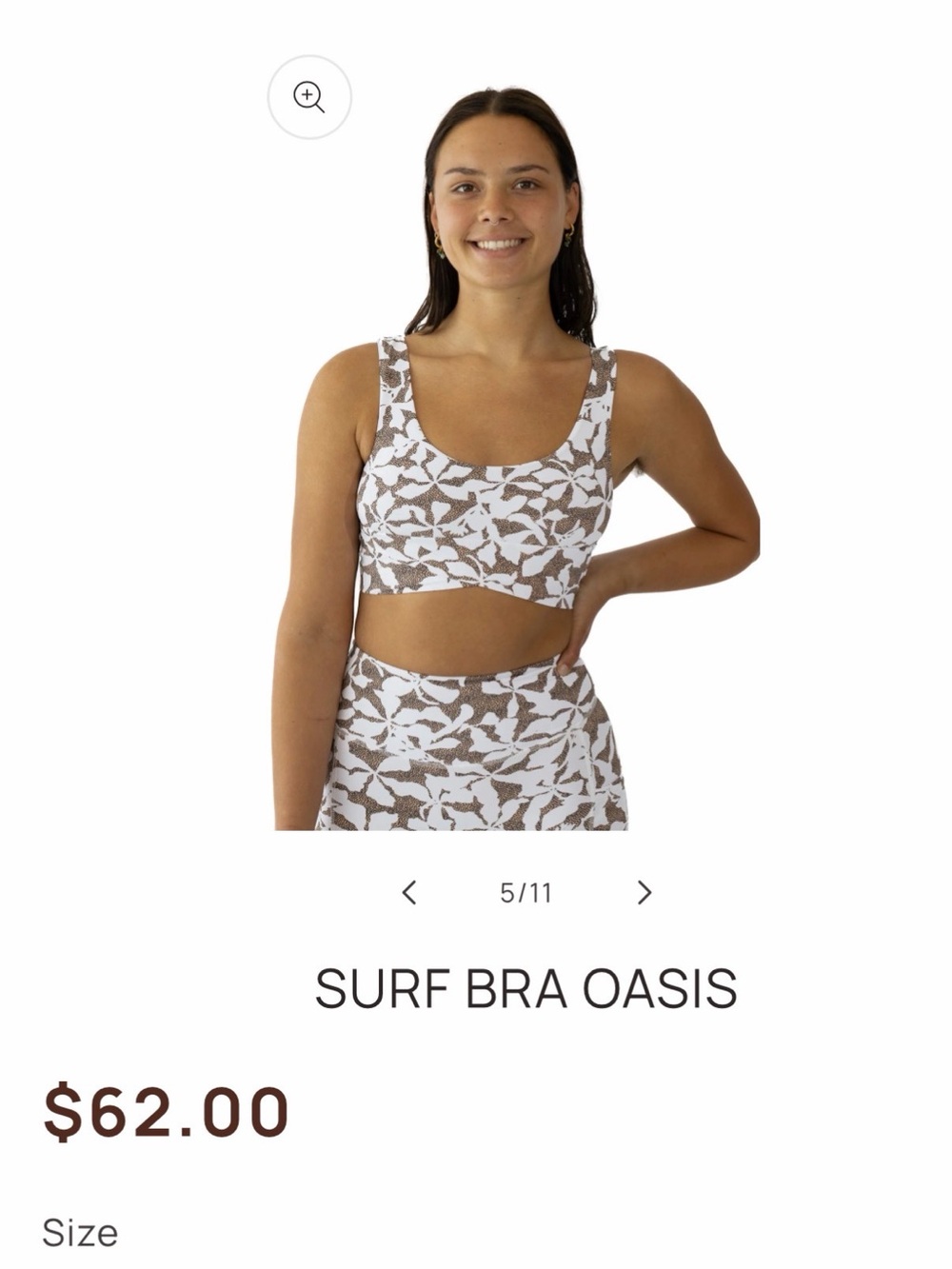 Surf Bra Oasis - White & Brown Floral Print